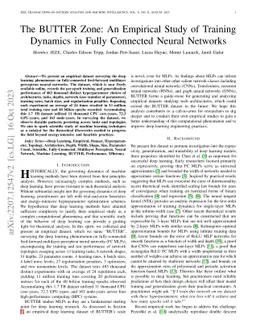 The BUTTER Zone: An Empirical Study of Training Dynamics in Fully
  Connected Neural Networks