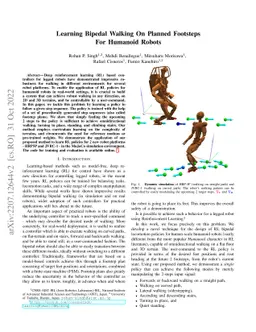 Learning Bipedal Walking On Planned Footsteps For Humanoid Robots