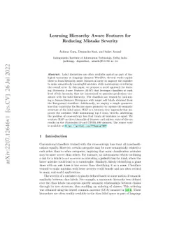 Learning Hierarchy Aware Features for Reducing Mistake Severity