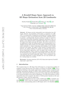 A Kendall Shape Space Approach to 3D Shape Estimation from 2D Landmarks