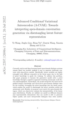 Advanced Conditional Variational Autoencoders (A-CVAE): Towards
  interpreting open-domain conversation generation via disentangling latent
  feature representation