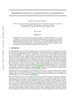 Thermodynamics of learning physical phenomena