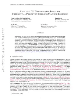 Lifelong DP: Consistently Bounded Differential Privacy in Lifelong
  Machine Learning
