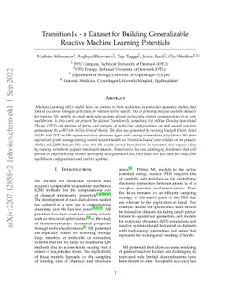 Transition1x -- a Dataset for Building Generalizable Reactive Machine
  Learning Potentials