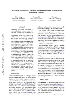 Enhancing Collaborative Filtering Recommender with Prompt-Based
  Sentiment Analysis