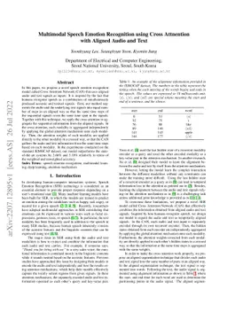 Multimodal Speech Emotion Recognition using Cross Attention with Aligned
  Audio and Text