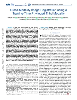 Cross-Modality Image Registration using a Training-Time Privileged Third
  Modality
