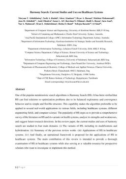 Harmony Search: Current Studies and Uses on Healthcare Systems