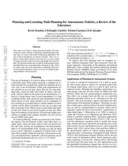 Planning and Learning: Path-Planning for Autonomous Vehicles, a Review
  of the Literature