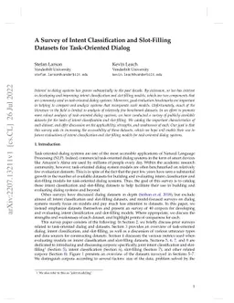 A Survey of Intent Classification and Slot-Filling Datasets for
  Task-Oriented Dialog