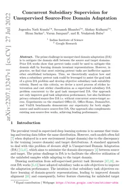 Concurrent Subsidiary Supervision for Unsupervised Source-Free Domain
  Adaptation