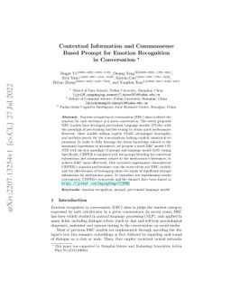 Contextual Information and Commonsense Based Prompt for Emotion
  Recognition in Conversation
