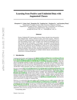 Learning from Positive and Unlabeled Data with Augmented Classes