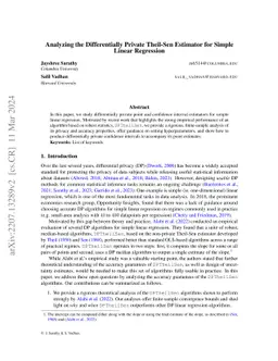 Analyzing the Differentially Private Theil-Sen Estimator for Simple
  Linear Regression