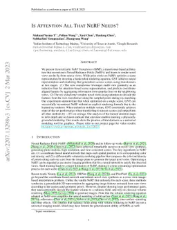 Is Attention All That NeRF Needs?