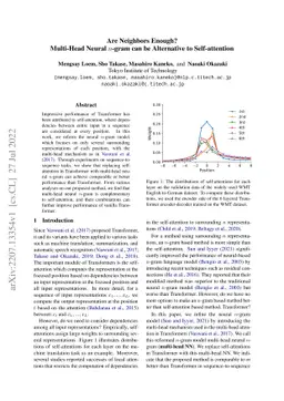 Are Neighbors Enough? Multi-Head Neural n-gram can be Alternative to
  Self-attention