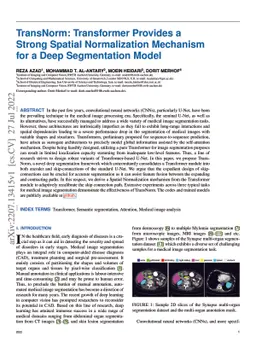TransNorm: Transformer Provides a Strong Spatial Normalization Mechanism
  for a Deep Segmentation Model