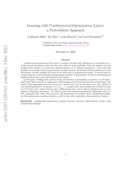 Learning with Combinatorial Optimization Layers: a Probabilistic
  Approach