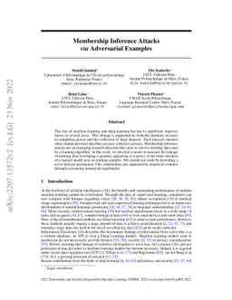 Membership Inference Attacks via Adversarial Examples