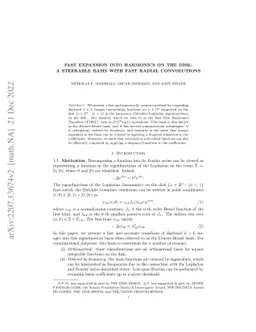 Fast expansion into harmonics on the disk: a steerable basis with fast
  radial convolutions