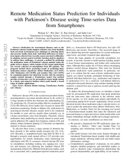 Remote Medication Status Prediction for Individuals with Parkinson's
  Disease using Time-series Data from Smartphones