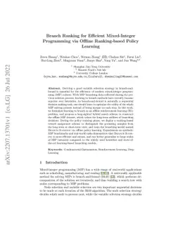 Branch Ranking for Efficient Mixed-Integer Programming via Offline
  Ranking-based Policy Learning
