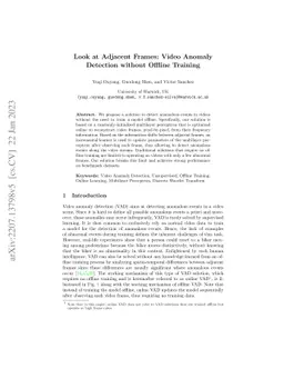 Look at Adjacent Frames: Video Anomaly Detection without Offline
  Training