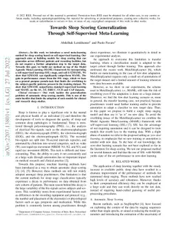 Towards Sleep Scoring Generalization Through Self-Supervised
  Meta-Learning