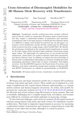 Cross-Attention of Disentangled Modalities for 3D Human Mesh Recovery
  with Transformers