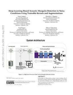 Deep Learning-Based Acoustic Mosquito Detection in Noisy Conditions
  Using Trainable Kernels and Augmentations