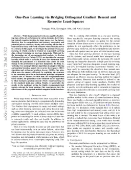 ORFit: One-Pass Learning via Bridging Orthogonal Gradient Descent and Recursive Least-Squares