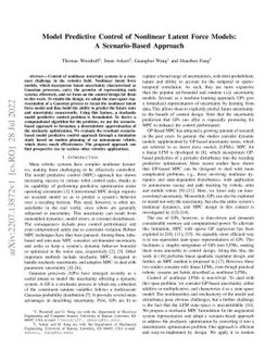 Model Predictive Control of Nonlinear Latent Force Models: A
  Scenario-Based Approach