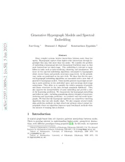 Generative Hypergraph Models and Spectral Embedding