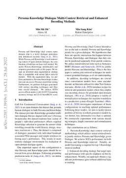 Persona-Knowledge Dialogue Multi-Context Retrieval and Enhanced Decoding
  Methods