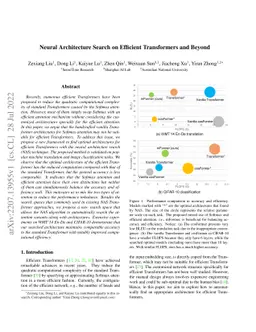 Neural Architecture Search on Efficient Transformers and Beyond