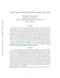 Model based clustering of multinomial count data