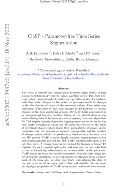 ClaSP -- Parameter-free Time Series Segmentation