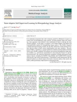 Stain-Adaptive Self-Supervised Learning for Histopathology Image
  Analysis