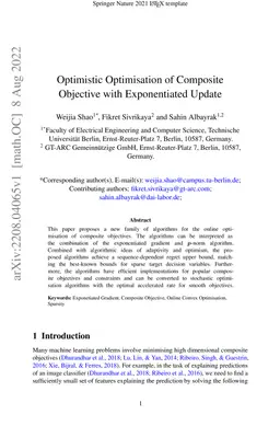 Optimistic Optimisation of Composite Objective with Exponentiated Update