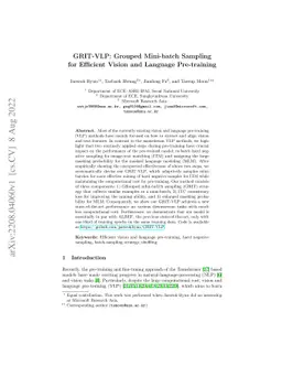 GRIT-VLP: Grouped Mini-batch Sampling for Efficient Vision and Language
  Pre-training