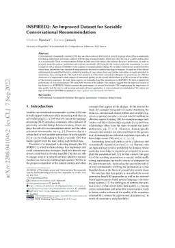 INSPIRED2: An Improved Dataset for Sociable Conversational
  Recommendation