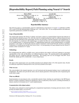 [Reproducibility Report] Path Planning using Neural A* Search