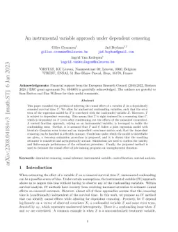 An instrumental variable approach under dependent censoring
