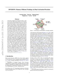 DIVISION: Memory Efficient Training via Dual Activation Precision
