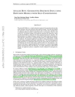 Analog Bits: Generating Discrete Data using Diffusion Models with
  Self-Conditioning