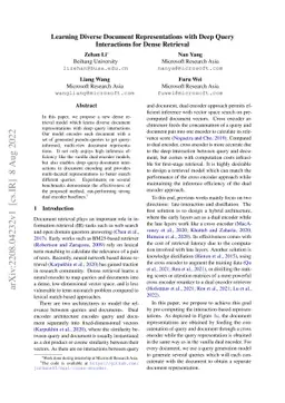 Learning Diverse Document Representations with Deep Query Interactions
  for Dense Retrieval