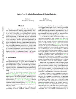 Label-Free Synthetic Pretraining of Object Detectors