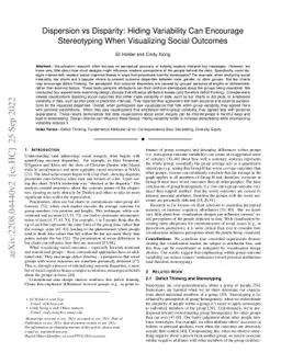 Dispersion vs Disparity: Hiding Variability Can Encourage Stereotyping
  When Visualizing Social Outcomes