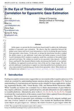 In the Eye of Transformer: Global-Local Correlation for Egocentric Gaze
  Estimation