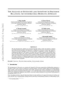 The Analysis of Synonymy and Antonymy in Discourse Relations: An
  interpretable Modeling Approach